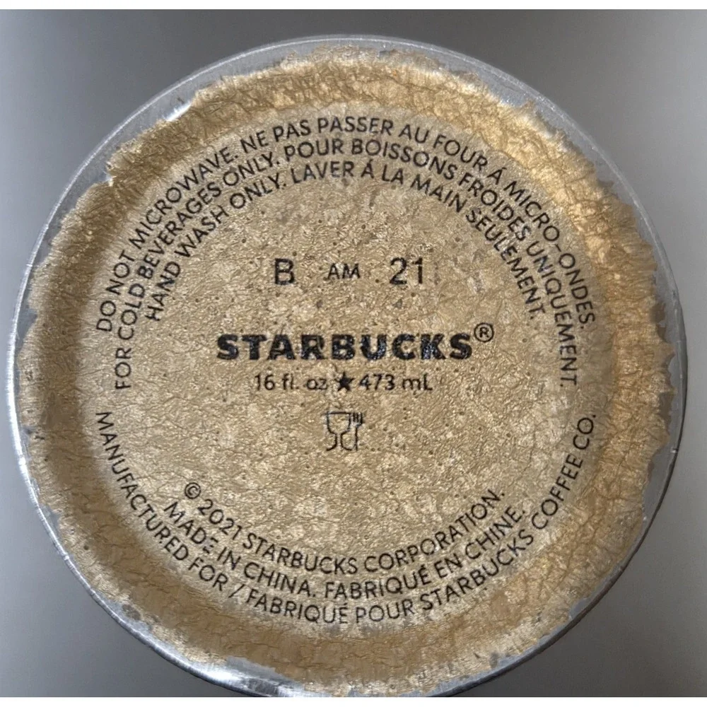 Starbucks Gold Flake‎ Black Coffee Tumbler Metal 16oz *See Description**